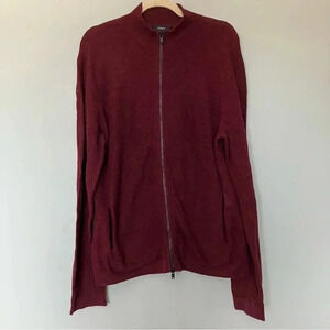 Theory burgundy 100% cotton full  zip sweater